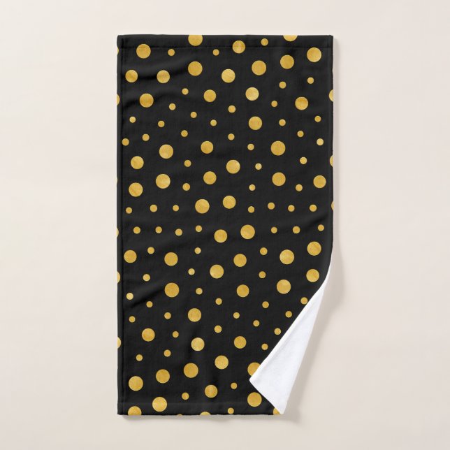 Elegante Polka-Punkte - Schwarzes Gold Handtuch (Handtuch)