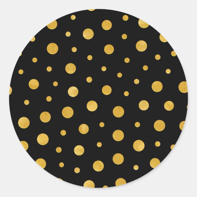 Elegante Polka-Punkte - Schwarzes Gold Runder Aufkleber (Vorderseite)