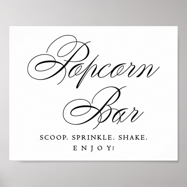 Elegante Popcorn Bar Black Script | LECKEREI Poster (Vorne)