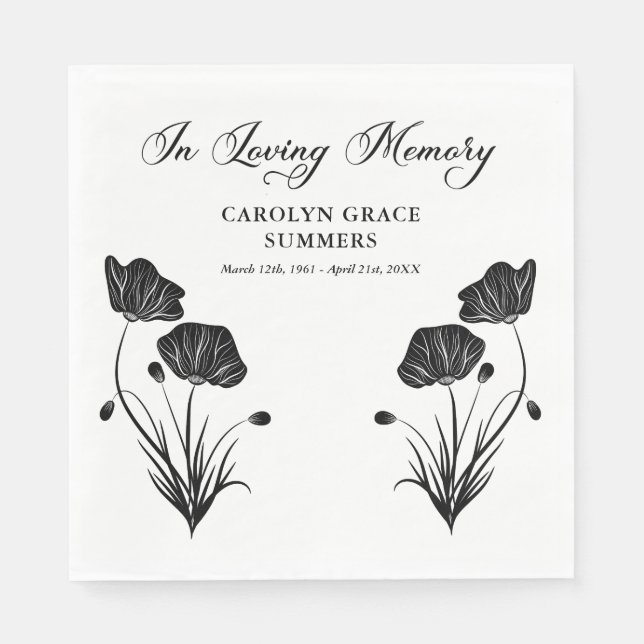 Elegante Poppies auf der Beerdigung des Gedächtnis Serviette (Vorderseite)