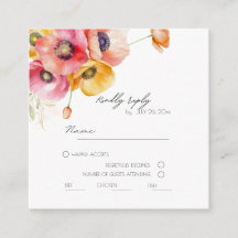 Elegante Poppies Floral Wedding RSVP Card