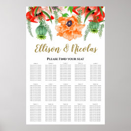 Elegante Poppies Hochzeitstabelle Poster