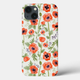 Elegante Poppies Orange Floral Pattern Case-Mate iPhone Hülle