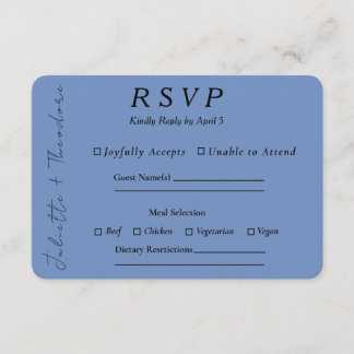 Elegante Porzellanblaue RSVP mit Menüauswahl Karte