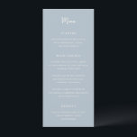 Elegante Powder Blue Modern Wedding Menükarte<br><div class="desc">Elegante Hochzeitsmenüs mit einem einfachen Design mit Skript- und Serif-Schriftart.</div>
