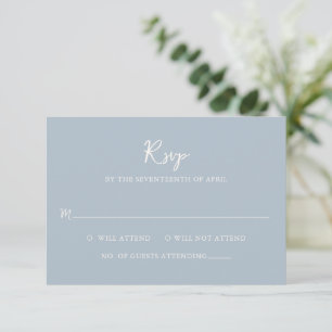 Elegante Powder Blue Modern Wedding RSVP Karte