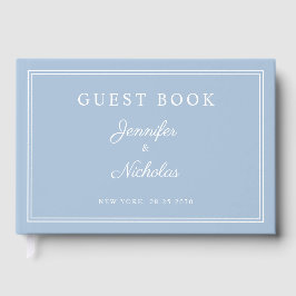 Elegante Powderblau-Schrift Hochzeit Gästebuch
