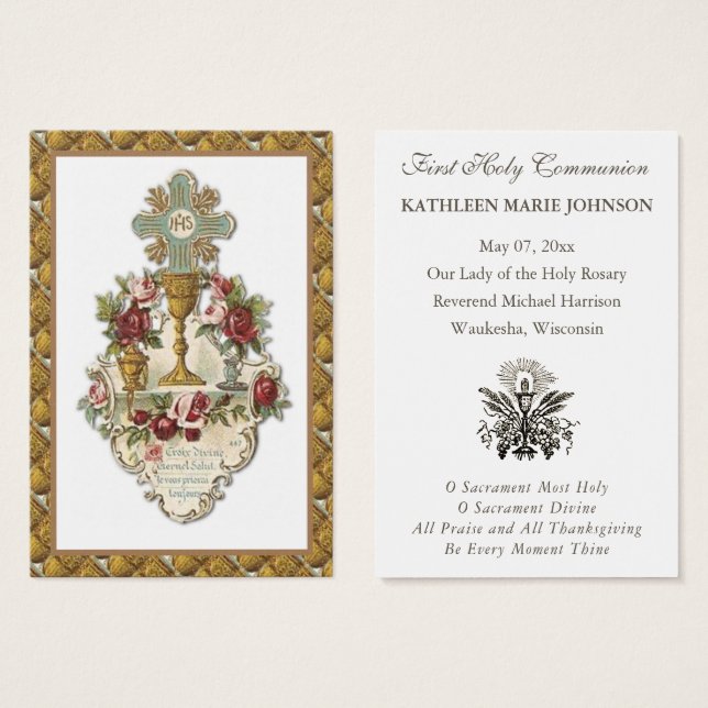 Élégante Première sainte communion Souvenir Saint (Devant & derrière)