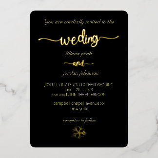 elegante Premium Real Gold Elegante Monogram Black Folieneinladung