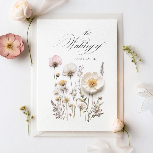 Elegante Pressed Blume Chic Wedding Einladung (Von Creator hochgeladen)