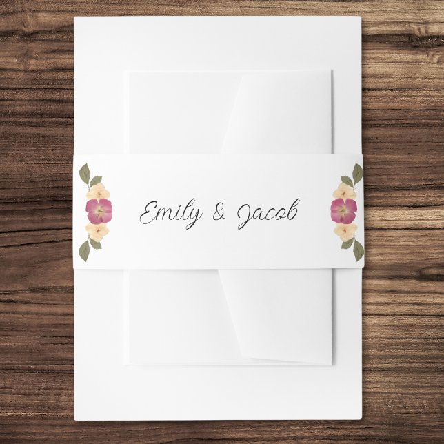 Elegante Pressed Wildblumen Boho Garden Wedding Einladungsbanderole (Von Creator hochgeladen)