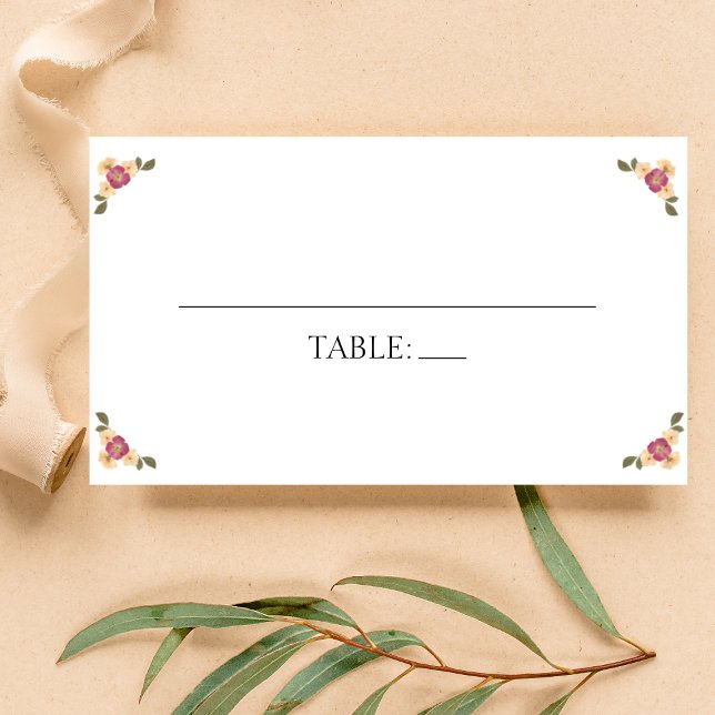 Elegante Pressed Wildblumen Boho Garden Wedding Platzkarte (Von Creator hochgeladen)
