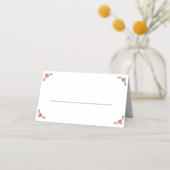 Elegante Pressed Wildblumen Boho Garden Wedding Platzkarte (Vorderseite)