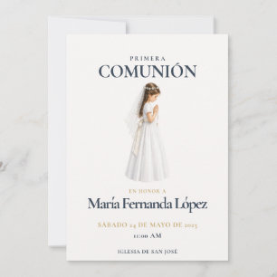 Elegante Primera-Comunión-Einladung für Mädchen Einladung