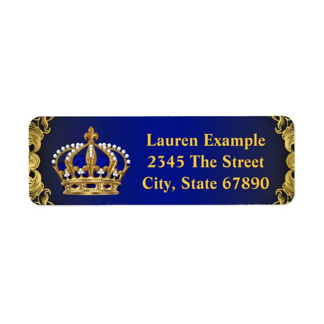 Elegante Prince Baby Shower Address Labels (Vorne)