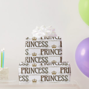 Elegante PRINCESS Royalty Lettering Crown Geschenkpapier