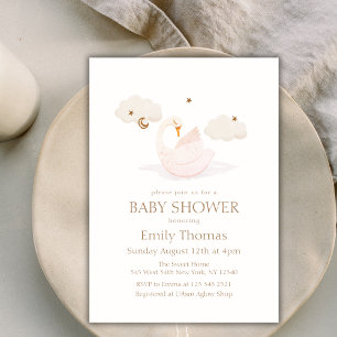 Elegante Princess Swan Moon Star Babydusche Einladung