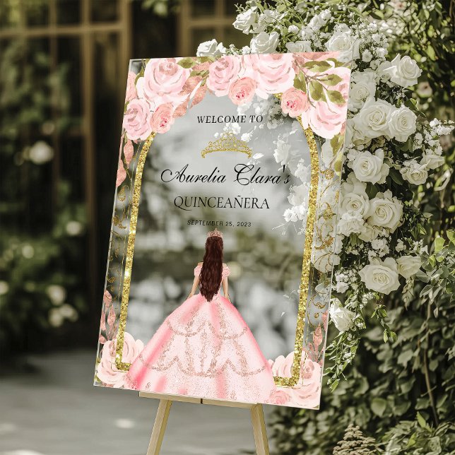 Élégante princesse rose pâle Floral Quinceañera (Créateur téléchargé)