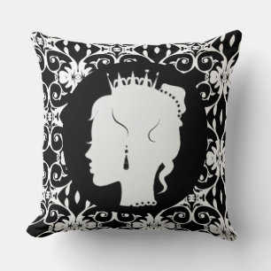 Élégante princesse Silhouette blanche oreiller
