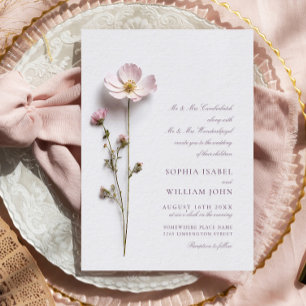 Elegante Print Pressed Pastel Boho Blume Hochzeit Einladung