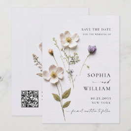 Elegante Print Pressed Pastel Boho Blume Hochzeit Save The Date