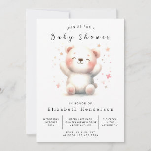 Elegante Printable Bear Baby Dusche Einladung