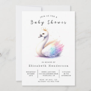 Elegante Printable Swan Baby Shower Einladung