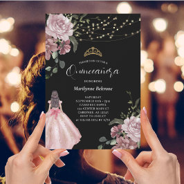 Elegante Prinzessin Floral Moderne Quinceñera Einladung