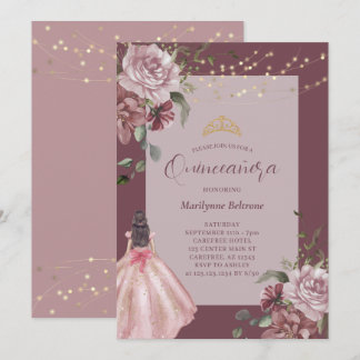 Elegante Prinzessin Floral Quinceñera Einladung