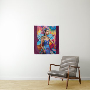 Elegante Prinzessin mit Flügeln Wandteppich