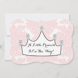 Elegante Prinzessin Pink Damask Baby Girl Dusche Einladung