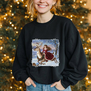 Elegante Prinzessin & Rentier Vintage Weihnachten Sweatshirt