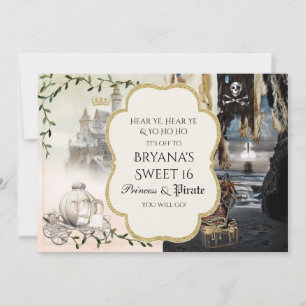 Elegante Prinzessin- und Piratenparty-Einladungen Einladung