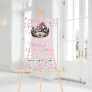 Elegante Prinzessinnen-Krone Quinceanera Willkomme Acrylschild