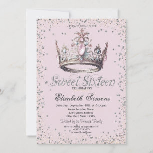 Elegante Prinzessinnenkrone Diamanten Konfetti Swe Einladung