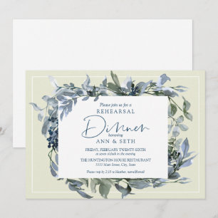 Elegante Probe Abendessen Blaue Flora und Fauna Einladung