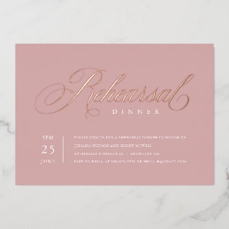 Elegante Probe Abendessen Rose Folieneinladung