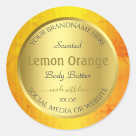 Elegante Produktverpackungsmarken Gold Orange Fram Runder Aufkleber