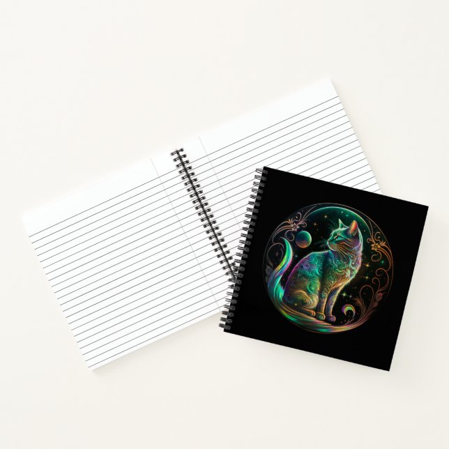 Elegante Psychedelic Cat Moderne Kunst | Notizbuch (Innenseite)