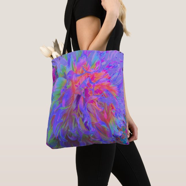 Elegante Psychedelic Decorative Dahlia Blume Tasche (Von Nahem)