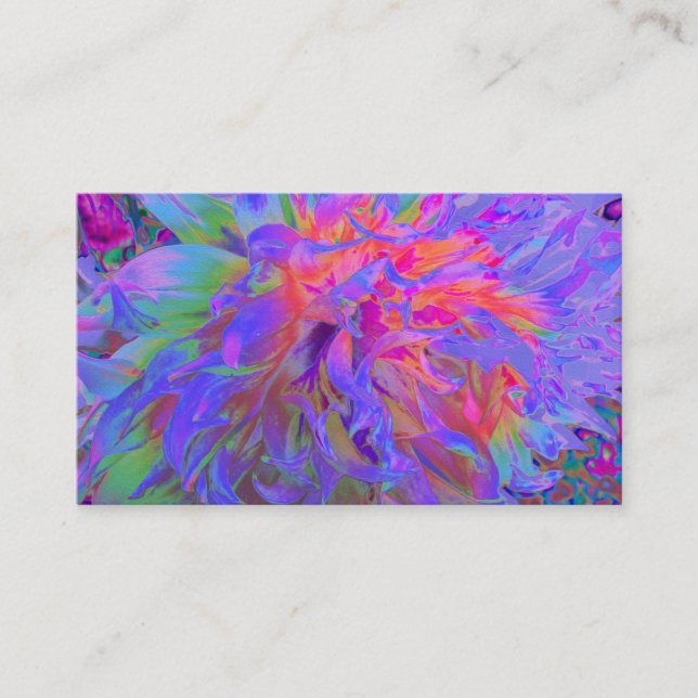 Elegante Psychedelic Decorative Dahlia Blume Visitenkarte (Vorderseite)
