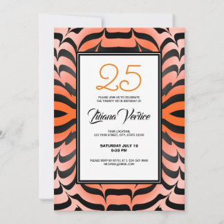 Elegante Psychedelic Orange Black Tiger Skin Print Einladung