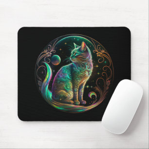 Elegante psychedelische Katze moderne Kunst   Mousepad