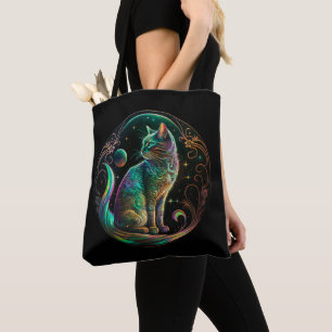Elegante psychedelische Katze moderne Kunst Tasche