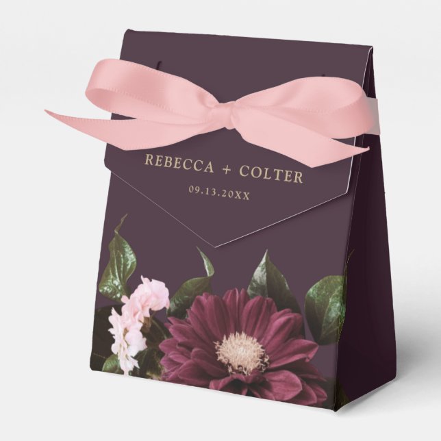 Elegante Pum Lila Burgund Blumenhochzeit Geschenkschachtel (Vorderseite)