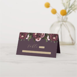 Elegante Pum Lila Burgund Blumenhochzeit Platzkarte