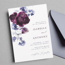 Elegante Pum Lila & Indigo Blue Floral Wedding