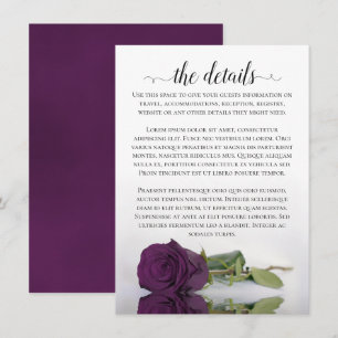 Elegante Pum Lila romantische Rose Hochzeiten Deta Begleitkarte