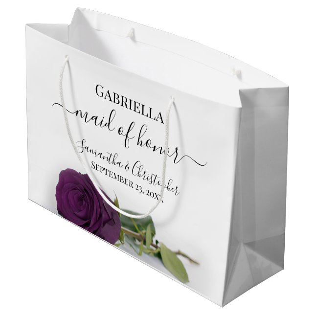 Elegante Pum Lila Rose Trauzeugin Hochzeit Große Geschenktüte (Rückseite Schrägansicht)