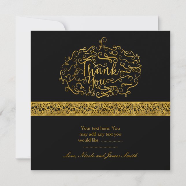 Elegante Pumkin Halloween Gold Dankeschön Card Dankeskarte (Vorderseite)